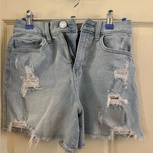 SO Light Blue Distressed Jean Shorts